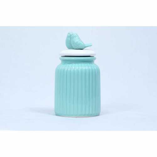 NERO CERAMIC- TWO SPORROW STORAGE JAR (BLUE)